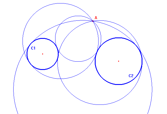 circonferenze per un punto e tangenti a due circonferenze
