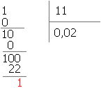 divisione tra 1 e 11 in base 3